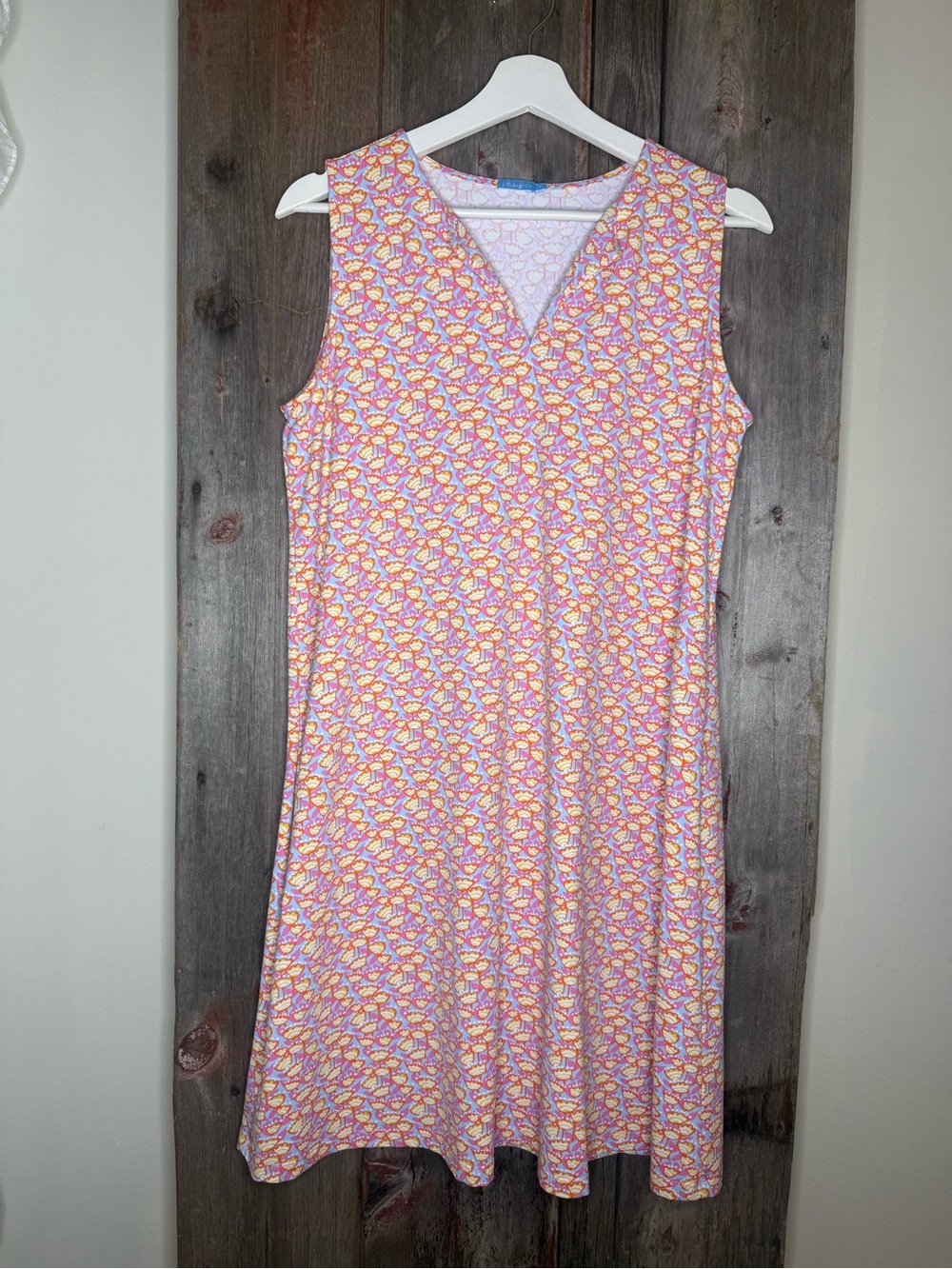 J. McLaughlin Ellison Sleeveless Pink Floral-Print V-Neck Dress Large